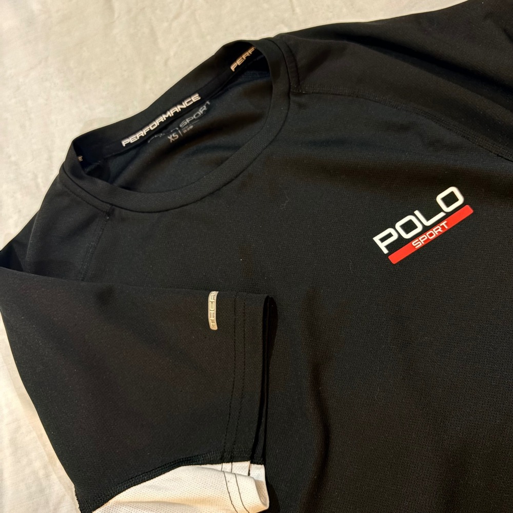 Polo Sport Ralph Lauren Kids Performance T-Shirt Black White XS Short Sleeve Tee